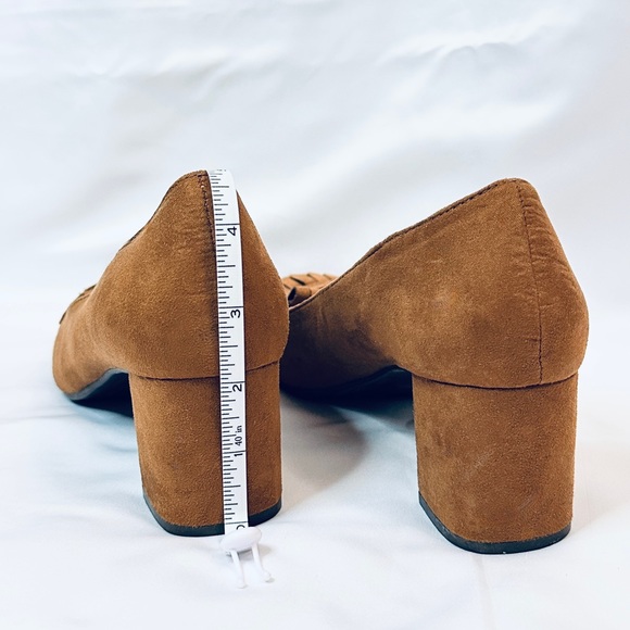 CL by Laundry Suede Annette Heeled Moccasin Loafers - Whiskey/Brown - 7 - Picture 5 of 7